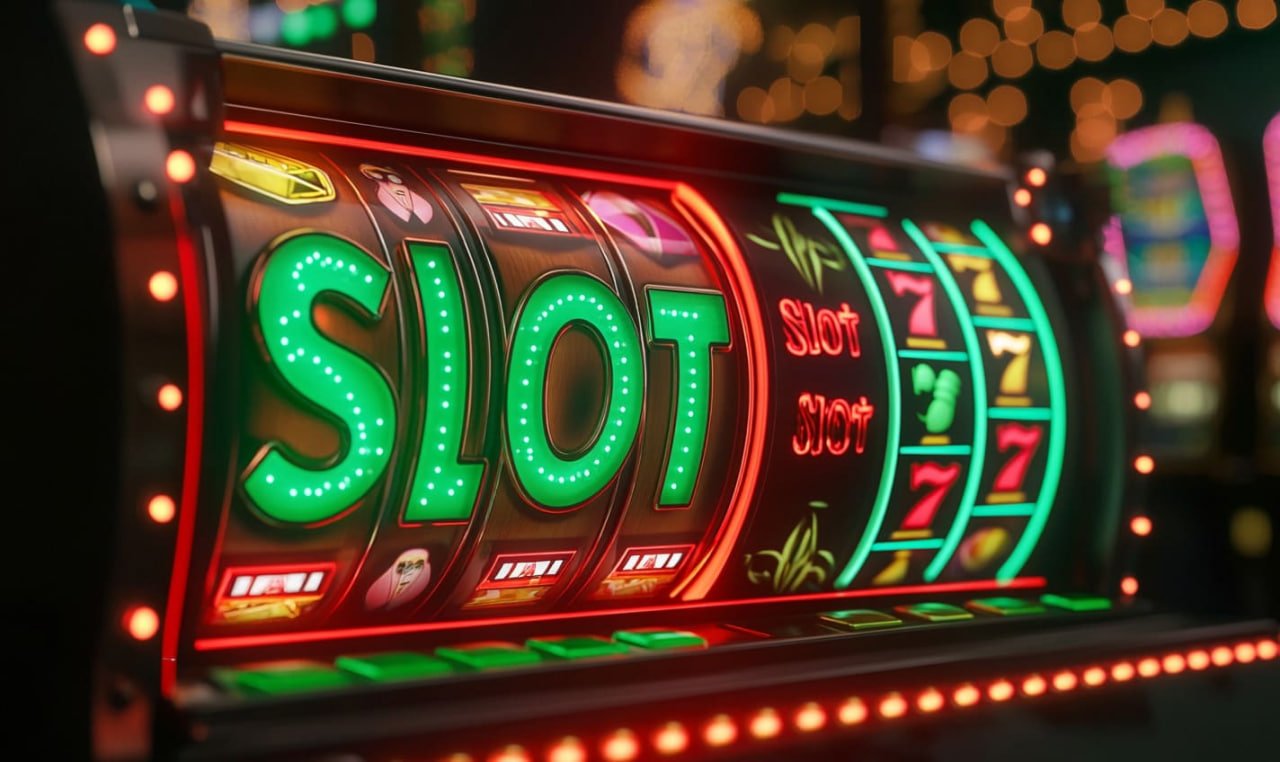 Ilustrasi permainan slot online dewabet dengan tema warna cerah